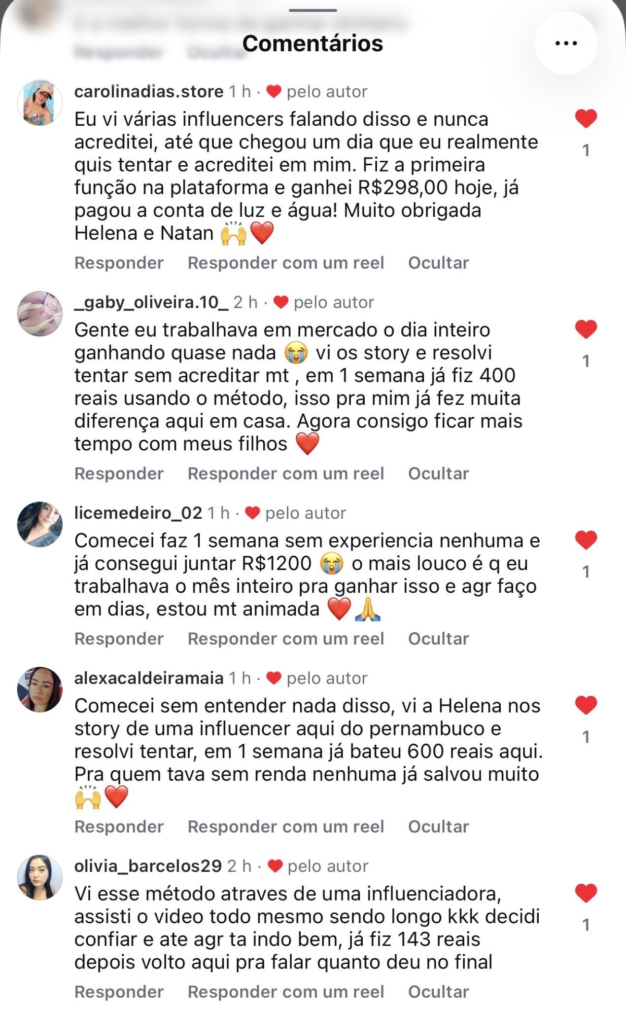 Comentários de clientes