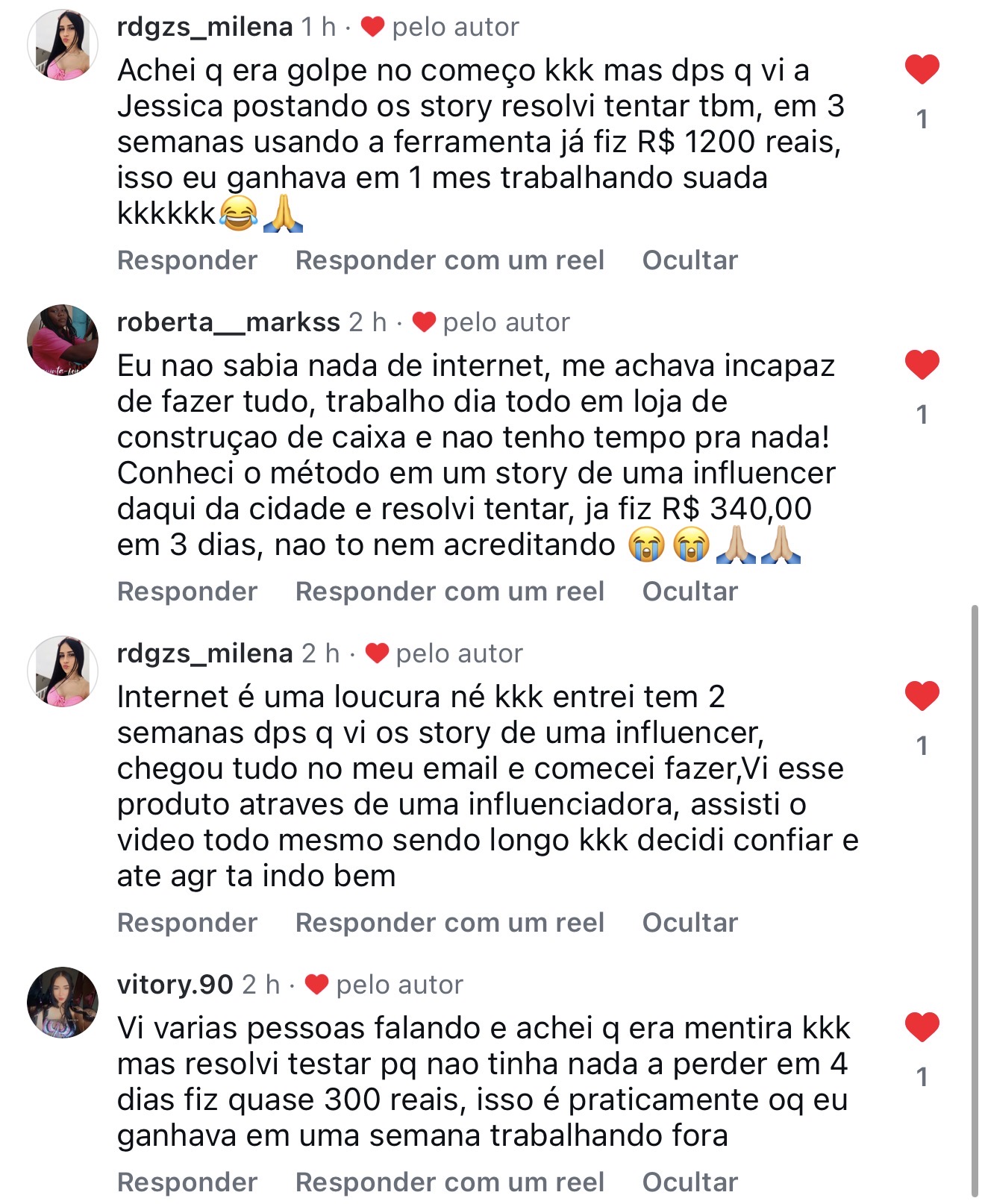 Mais comentários de clientes